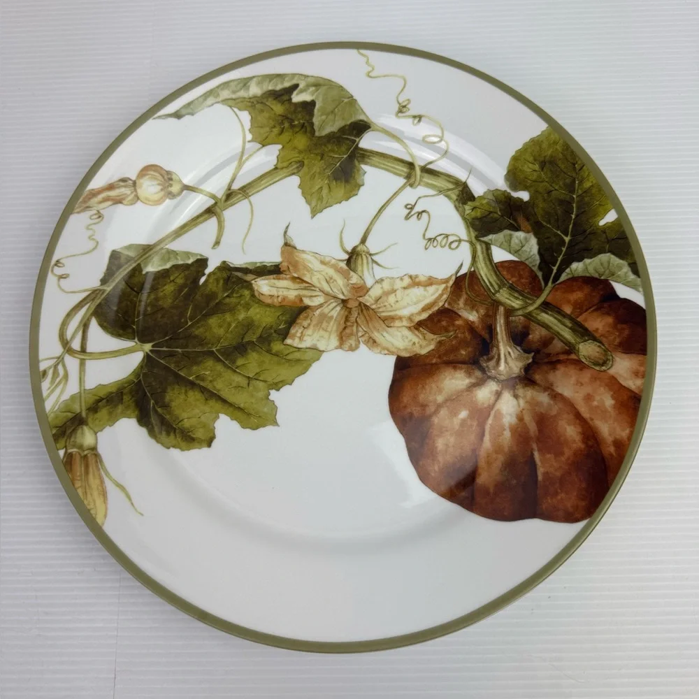 Williams Sonoma California Botanical Pumpkin Dinner Ceramic Plates 11” Ceramic